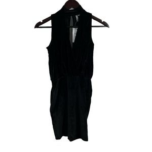 ASOS Black Velvet High Neck Mini Dress Size 0‎ Petite New